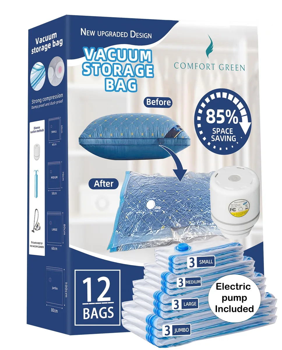  Comfort Green Vsb-12pc vacuum sealer 12 bags electric pump — product photo