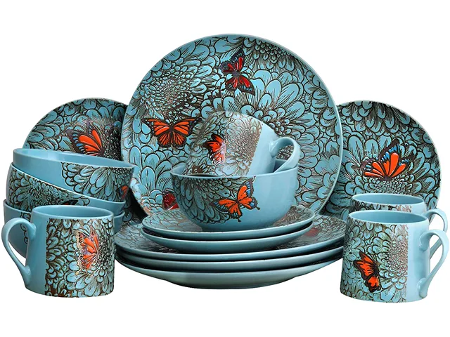 Elama Elama ELM-BUTTERFLY-GARDEN 16-piece stoneware dinnerware set — product photo