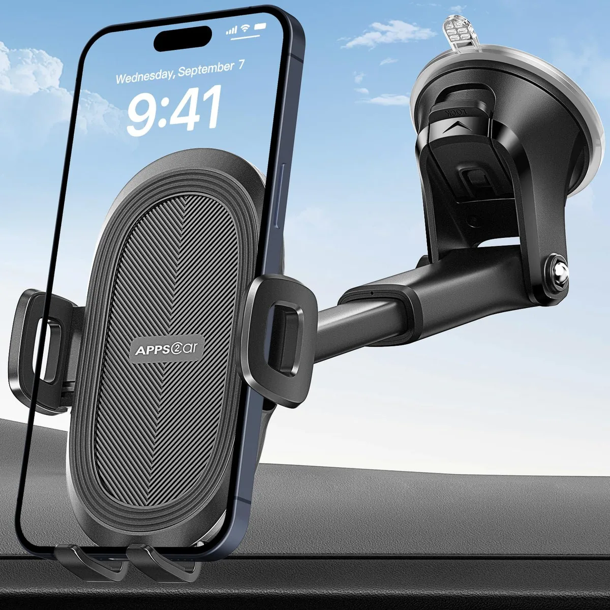  APPS2Car H4-S02 Suction Phone Mount Black-1st Version — product photo
