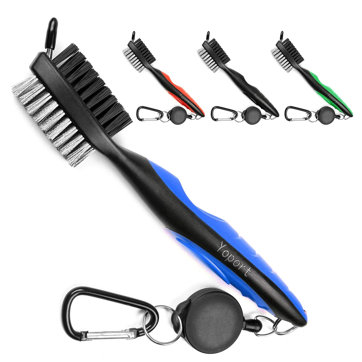  Yoport Golf Club Brush &amp; Groove Cleaner 2 Ft Retractable Carabiner Blue — product photo