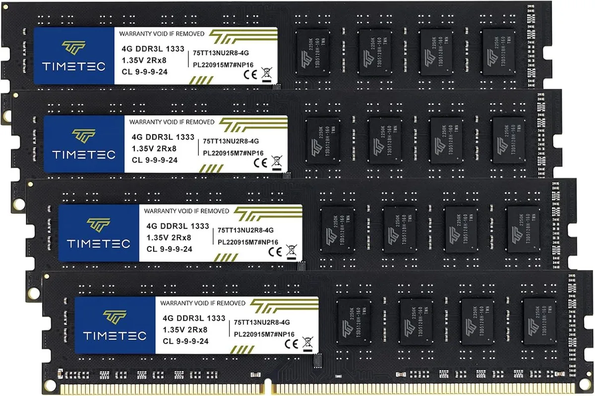 Timetec Timetec 16GB Kit (4x4GB) DDR3/DDR3L 1333MHz CL9 1.5V/1.35V 240-Pin UDIMM Desktop RAM — product photo