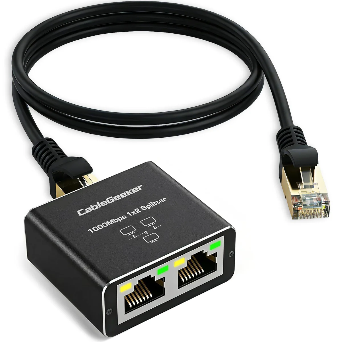  GE Ethernet Splitter 1 to 2 1000Mbps USB Powered White — product photo
