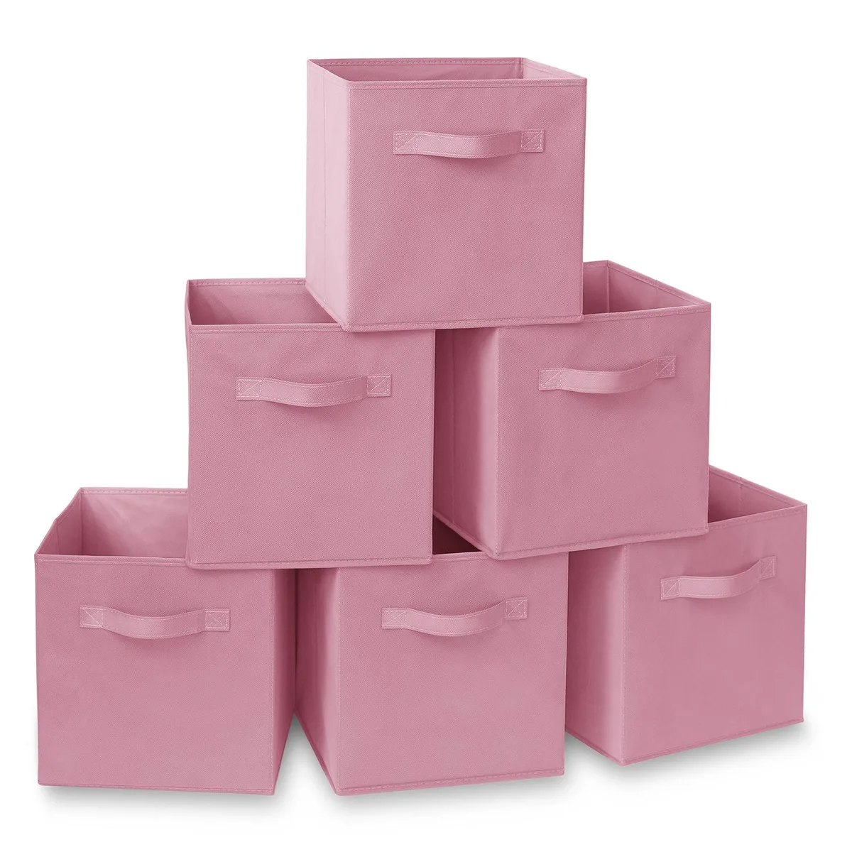 Casafield Casafield Set of 6 Collapsible Fabric Cube Storage Bins, Light Pink, 10.5" W x 10.5" D x 11" H — product photo