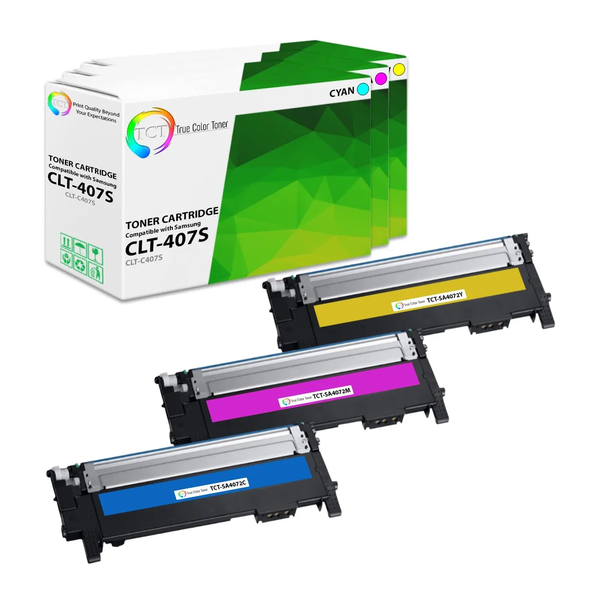 True Color Toner True Color Toner 407S 3-Pack Color Toner Cartridges 1000 Pages — product photo