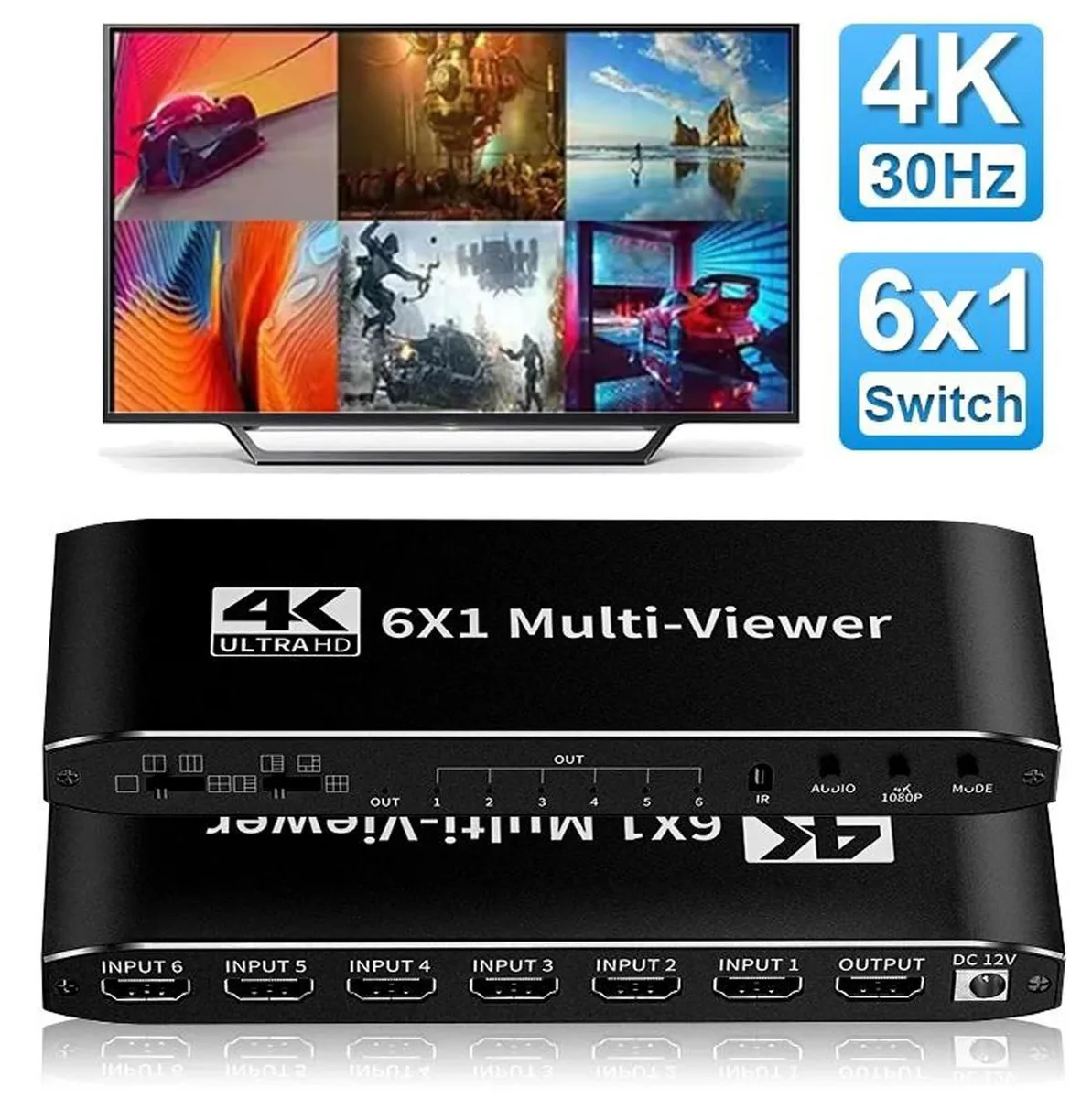 ESTONE ESTONE OZJQF2 6×1 HDMI Multiviewer Switch 1080p 60Hz — product photo