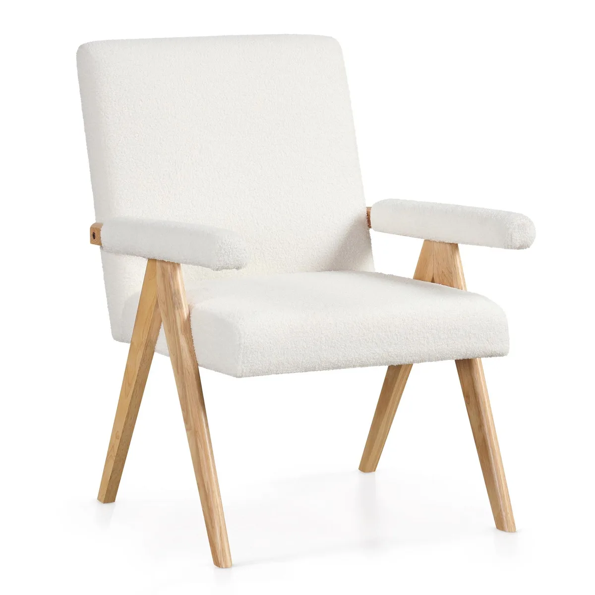 SlickBlue SlickBlue Mid Century Accent Chair White Rubber Wood 26x30x36 — product photo