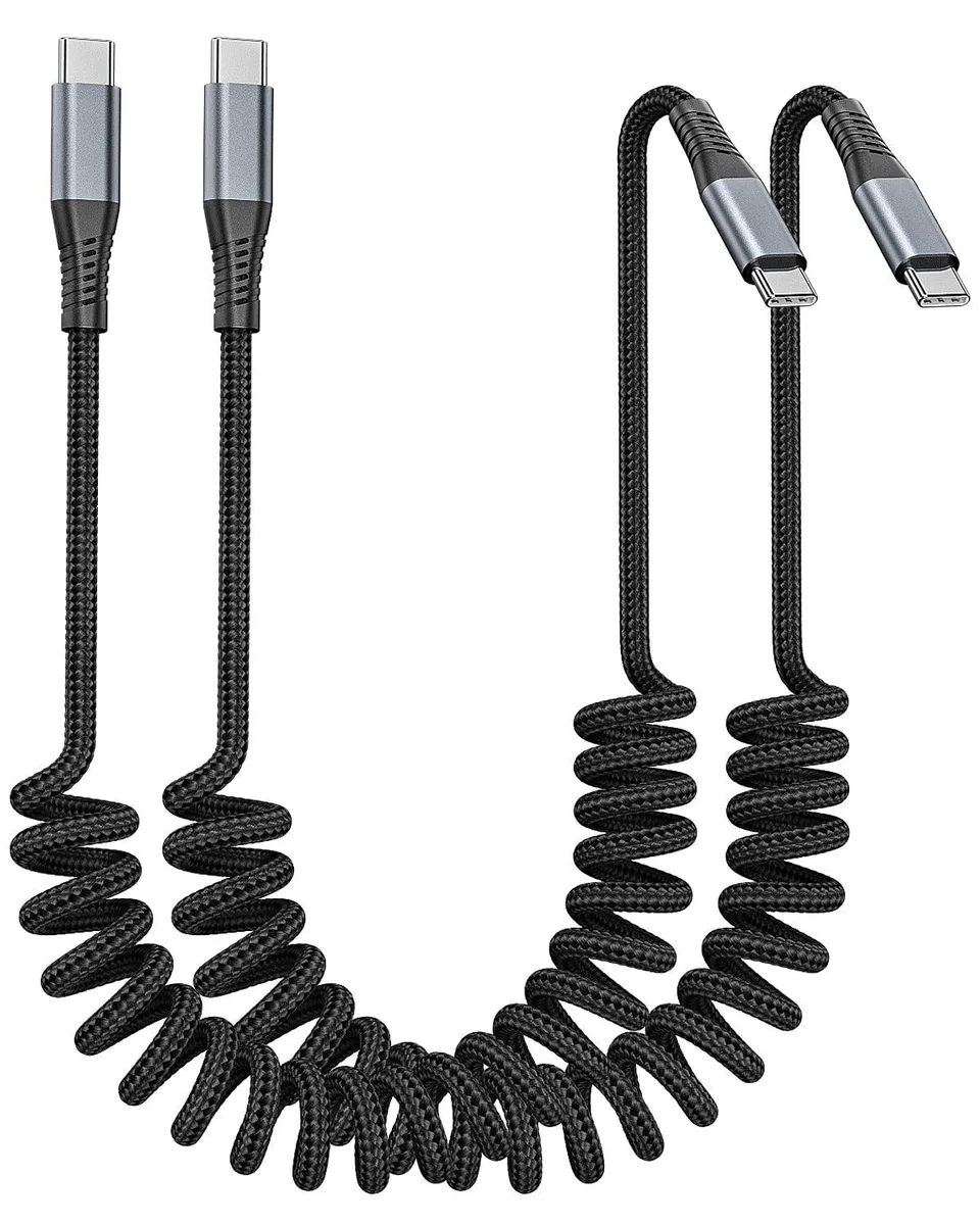 miqpower miqpower USB-C to USB-C Coiled Cable 2-Pack 60W 3ft — product photo