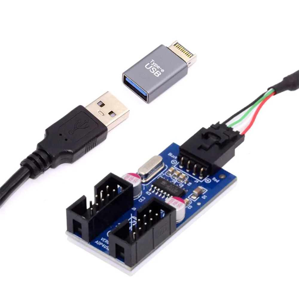Vszerda Vszerda USB 3.1 Type-E 20Pin to USB 2.0 2×9pin Hub Adapter — product photo