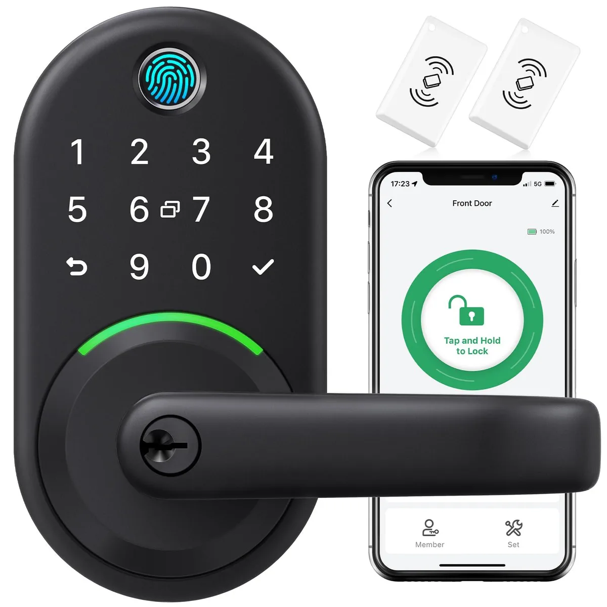 DNBeffulgent DNBeffulgent Yamiry YR01 Smart Deadbolt Lock 12 Pack Black — product photo