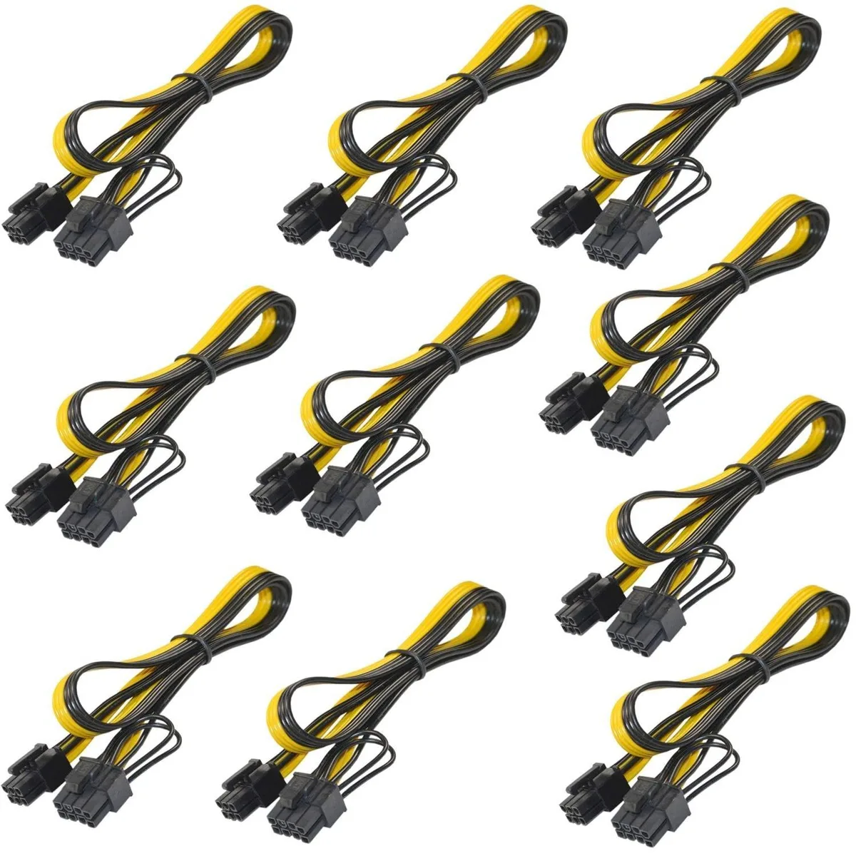 HQRP HQRP 10-Pack 6 Pin to 8 Pin (6+2) GPU PCIe Power Cable 20-inch — product photo