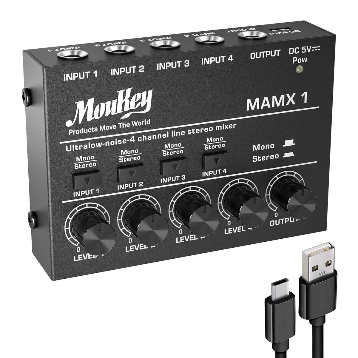  Moukey MK0105 4-Channel Stereo Line Mixer DC 5V — product photo