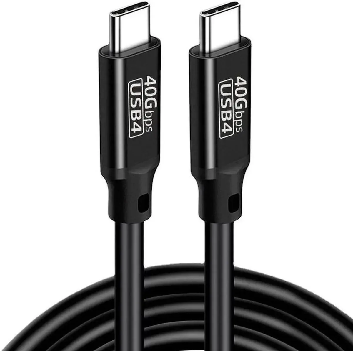 Short white USB-C cable with straight connectors, 1.6 ft