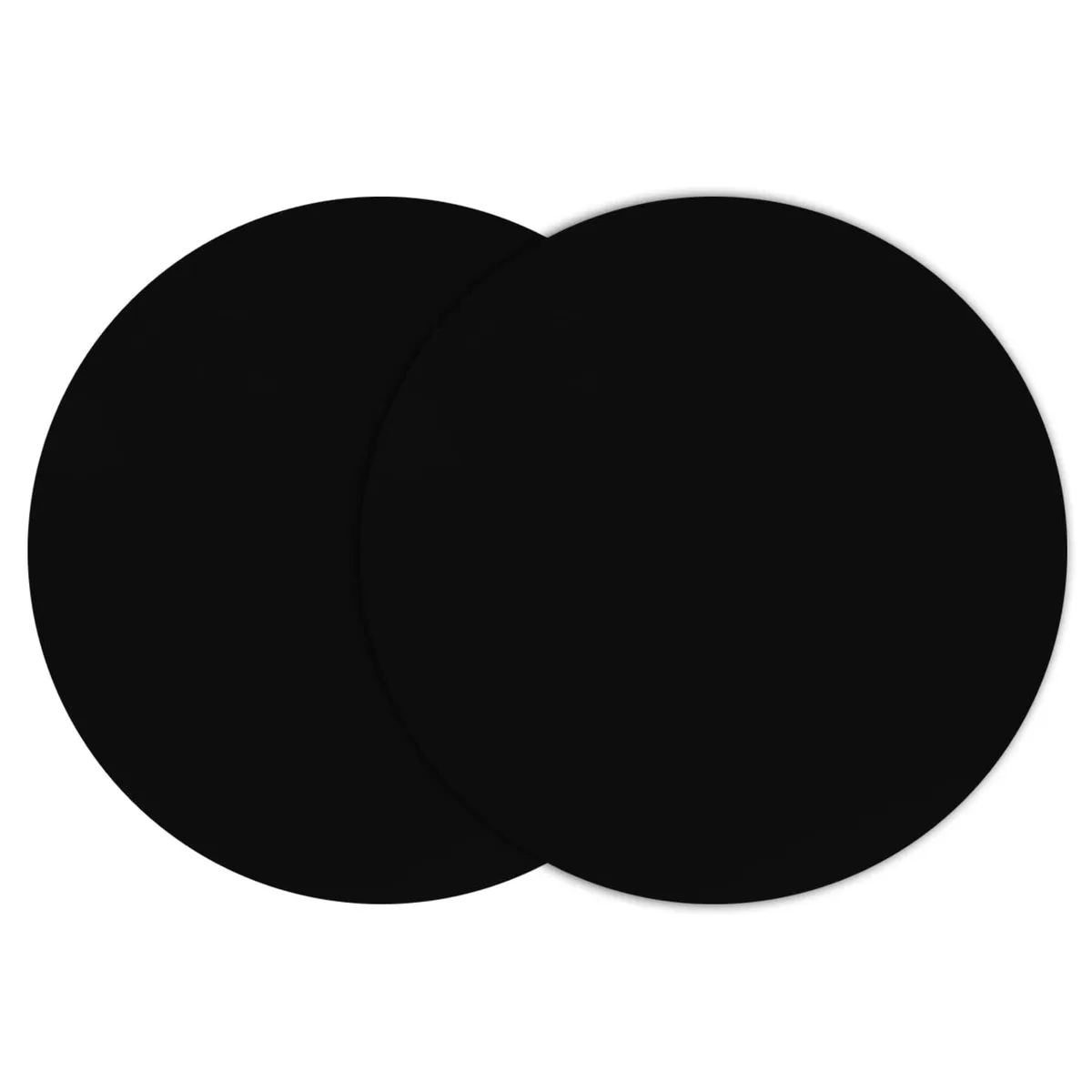 Two black 12-inch round silicone microwave mats, flexible with broad edges