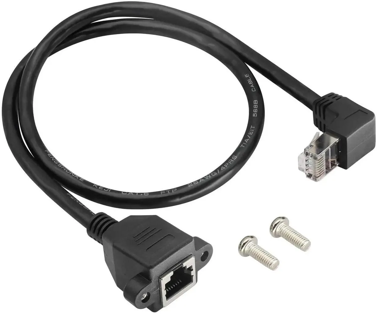 SMUGDESK SMUGDESK 90° DownAngled CAT6 RJ45 Shielded Extension Cable with Mounting Ears 0.6M — product photo