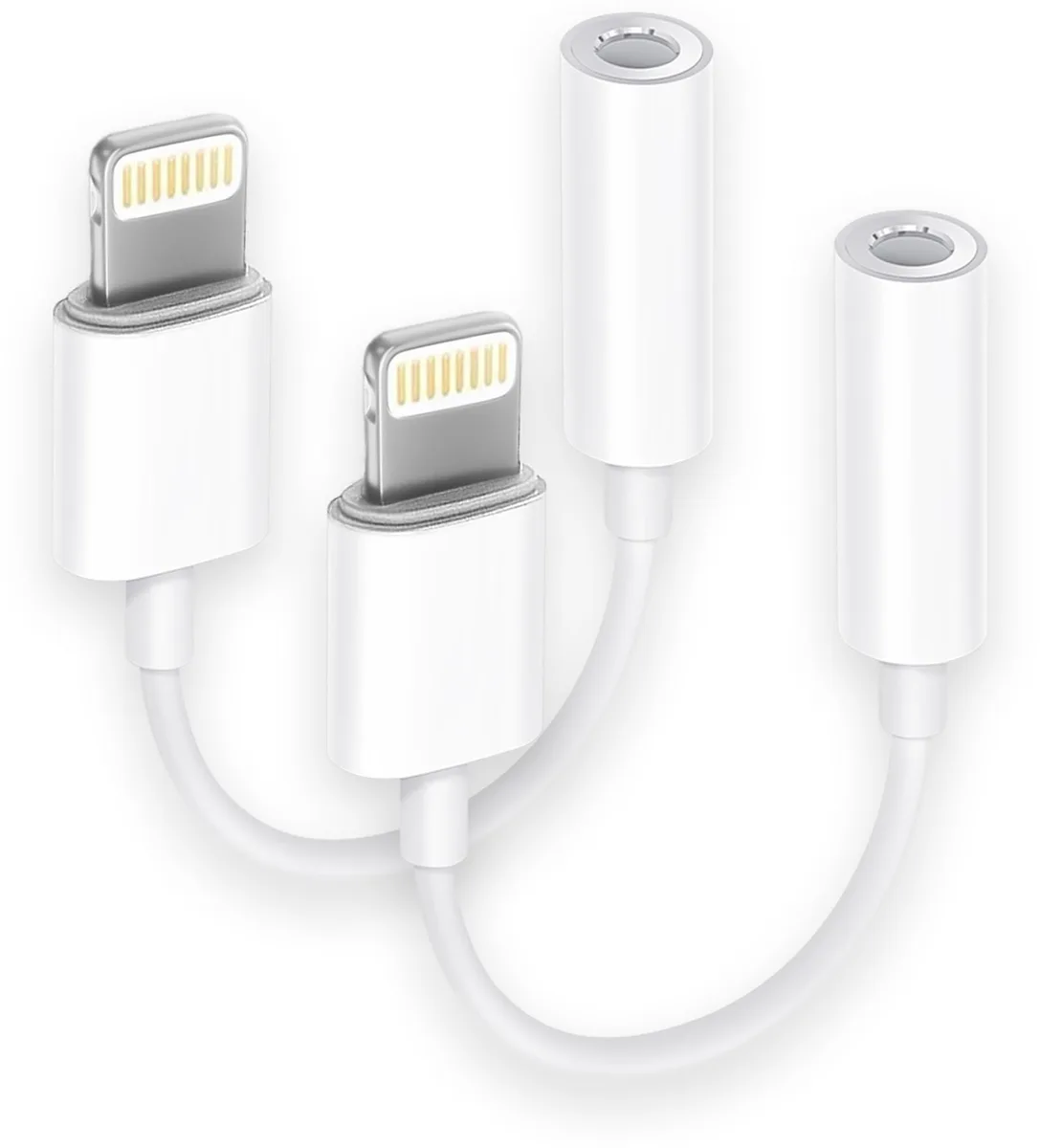  Seulliya 2-Pack Lightning to 3.5 mm Headphone Adapter White — product photo