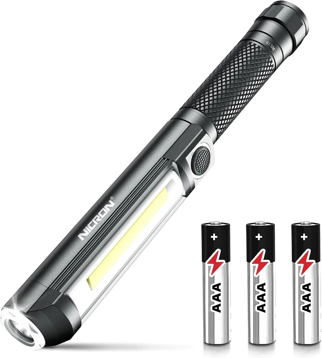 Compact anodized aluminium flashlight with side COB panel and magnetic tail cap