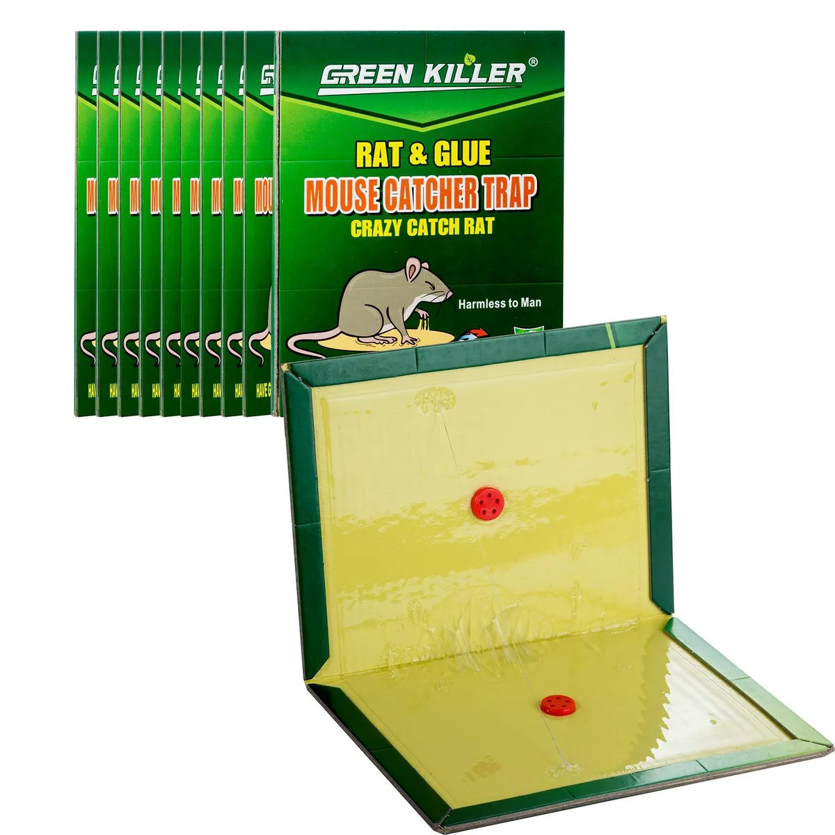 Pack of ten flat rectangular glue boards with protective backing visible