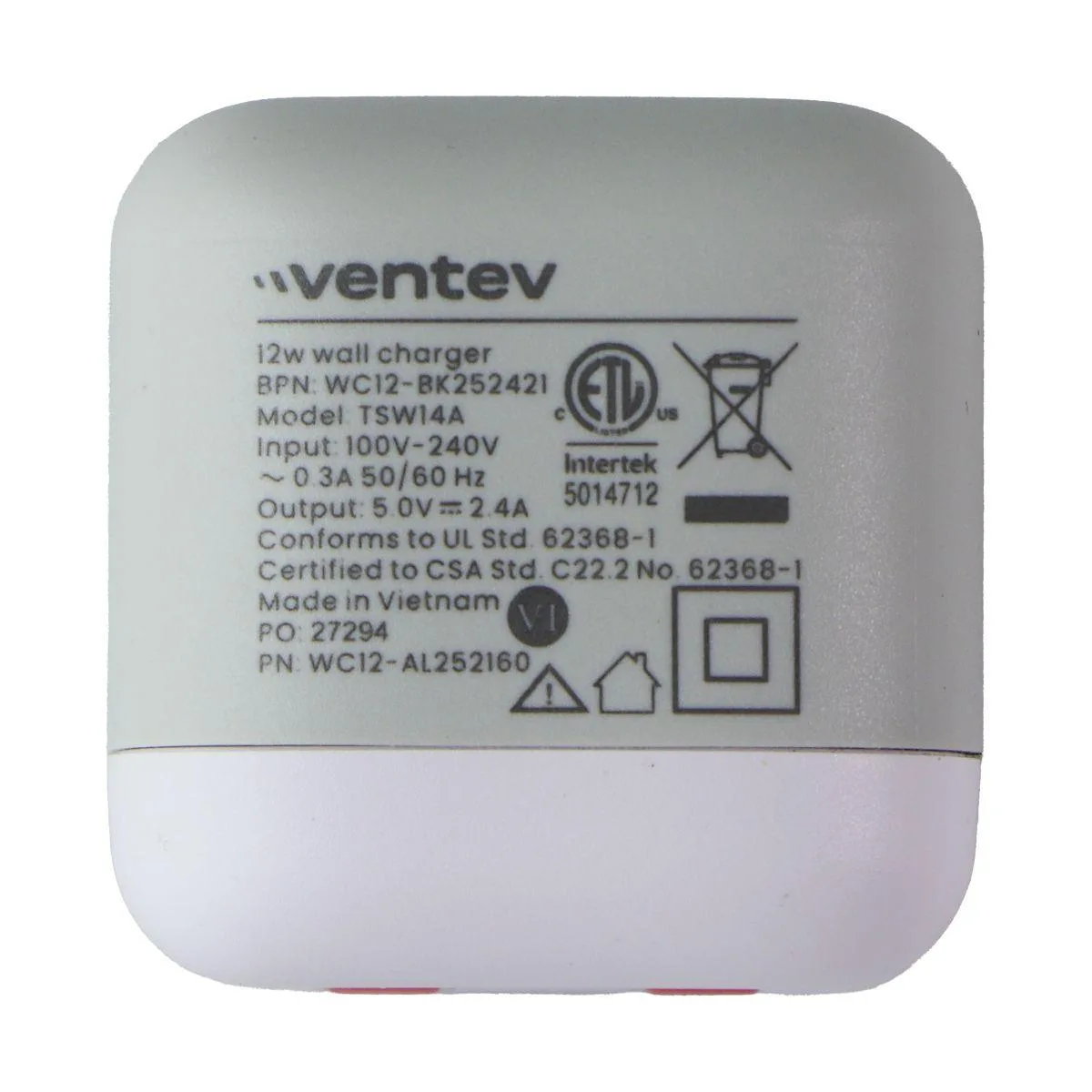 Ventev Ventev 12W Wall Charger with 3.3ft Lightning Cable White — product photo