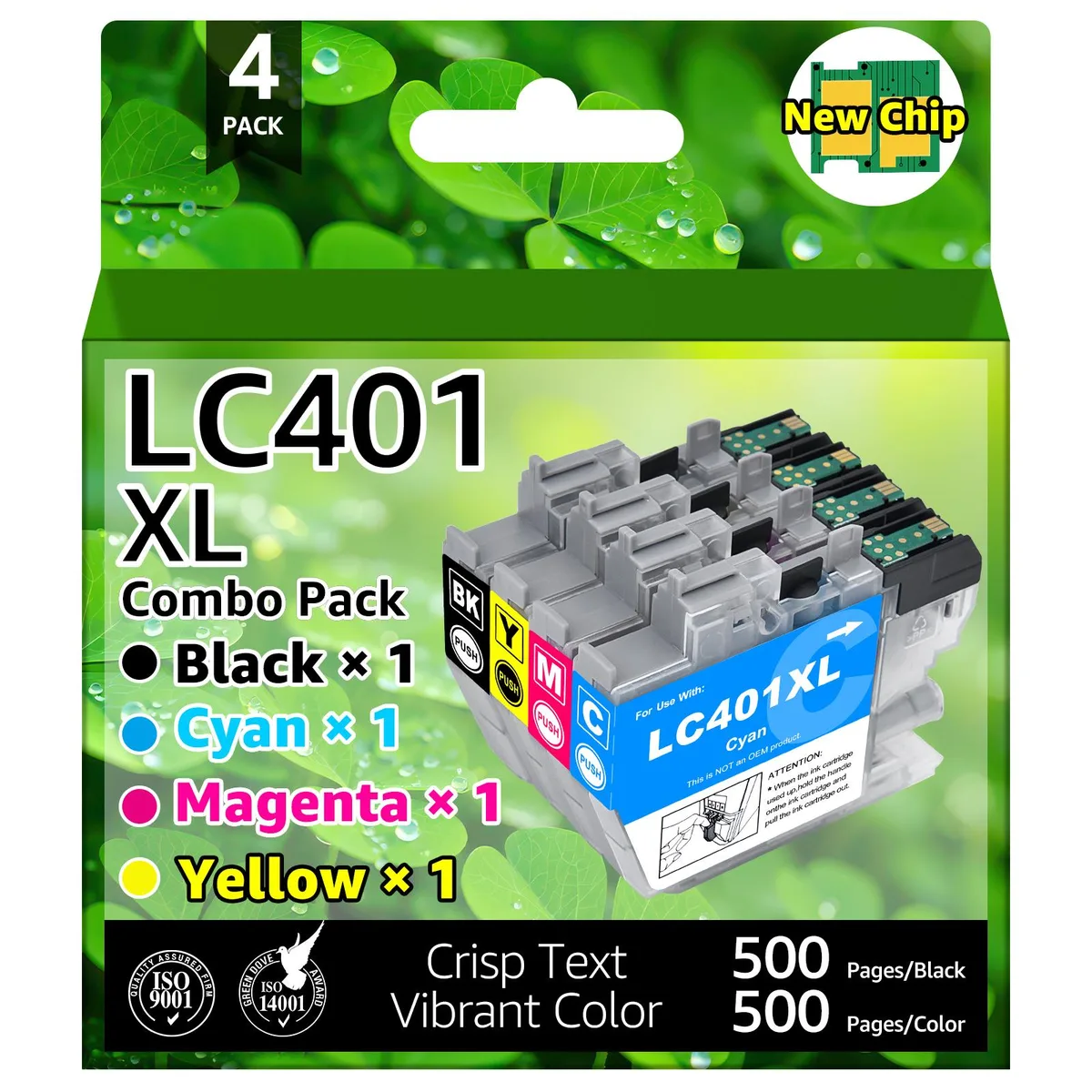 GREENCYCLE GREENCYCLE LC401XL Ink Cartridges 4 Pack Black/Cyan/Magenta/Yellow — product photo