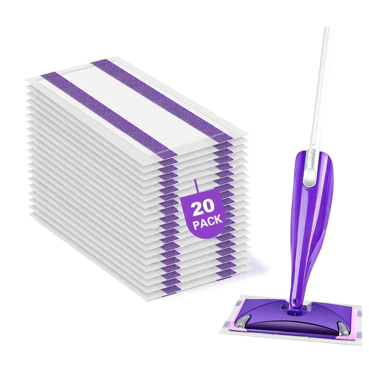 White disposable mop pad refills pack of 20