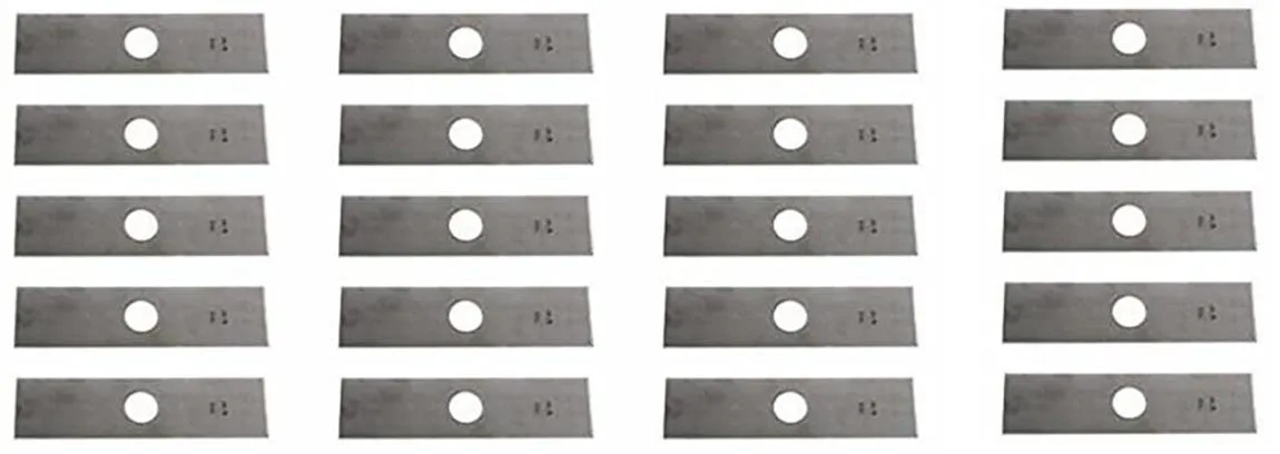 Pack of twenty rectangular steel edger blades with oil finish and centre hole