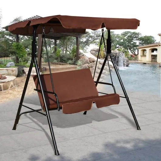 SlickBlue SlickBlue Steel Frame Loveseat Canopy Swing Brown 55x43.5x60.5in — product photo