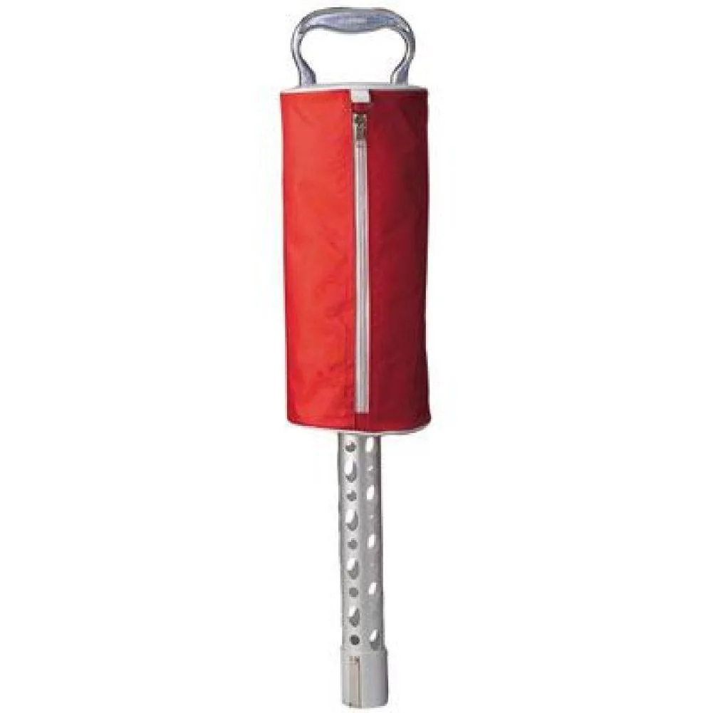 Lightweight nylon and aluminum golf ball collector holding 75 balls with zipper closure