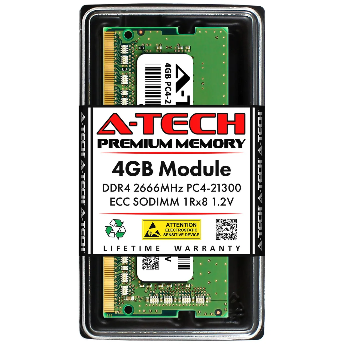 A-Tech A-Tech 4GB DDR4 2666 ECC SODIMM CL19 1Rx8 1.2V 260-Pin — product photo
