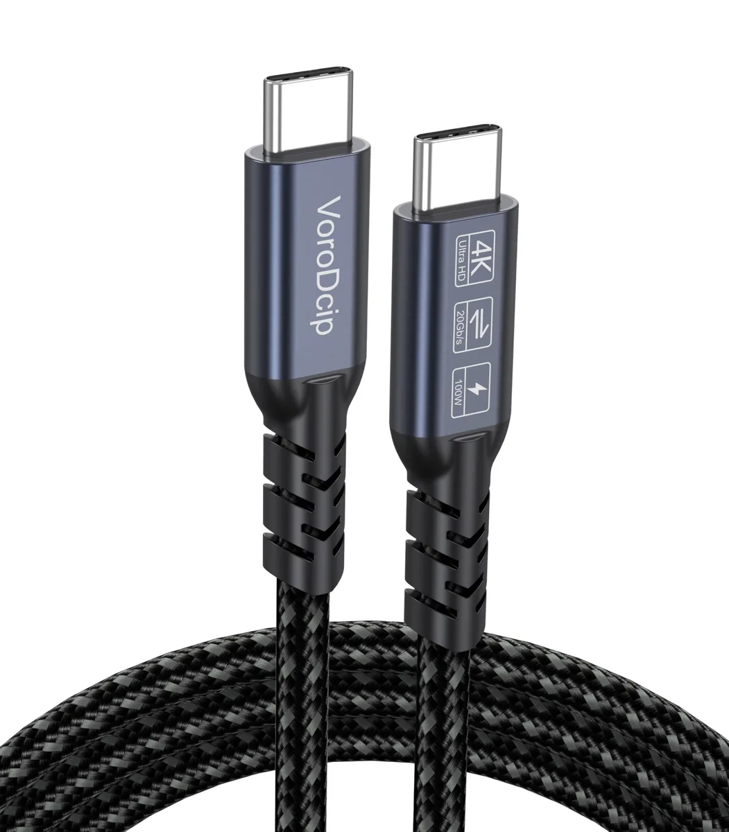 Blue USB-C to USB-C cable, six feet long, male-to-male connectors