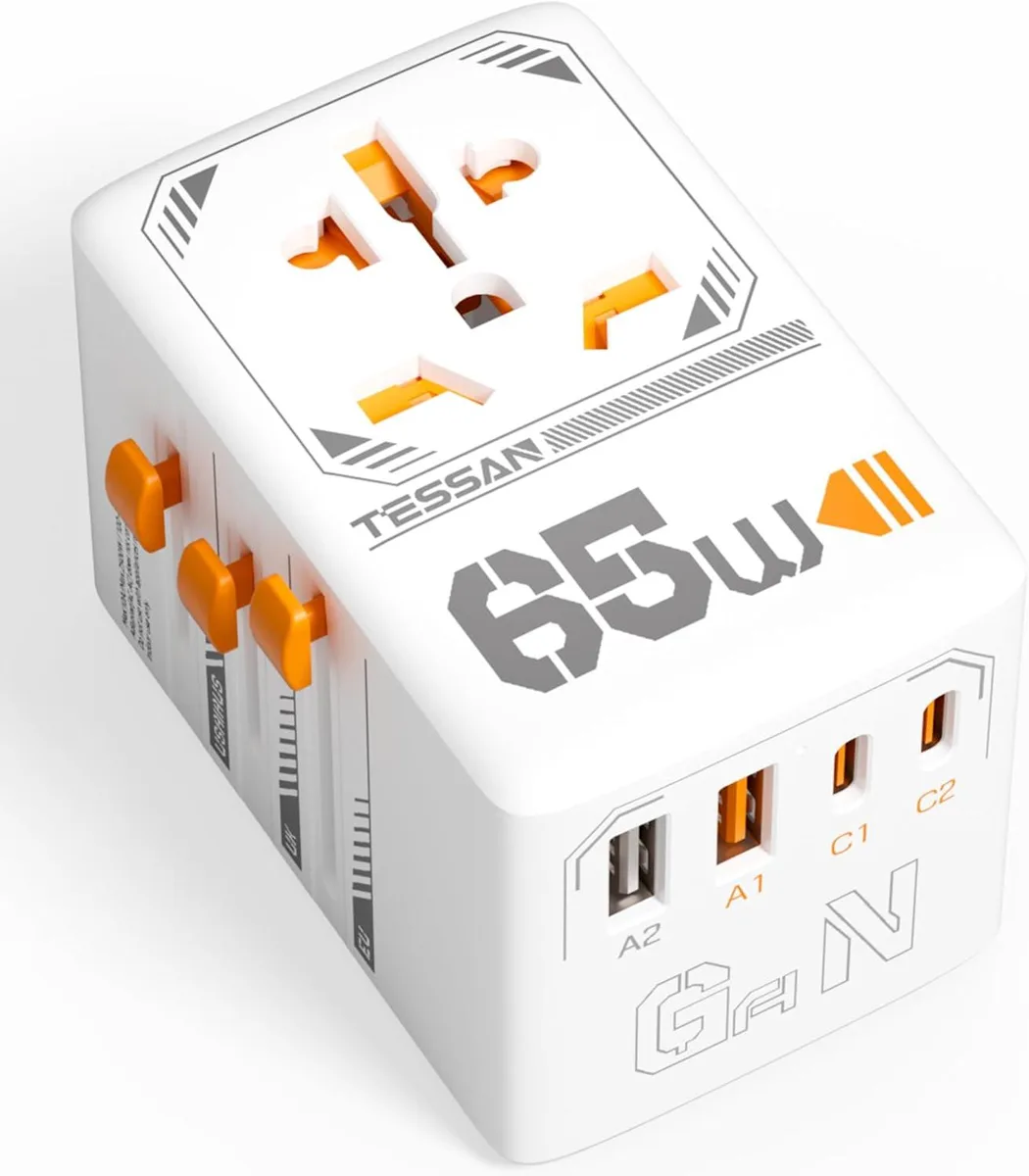 BFKK BFKK 65W GaN Universal Travel Adapter 4 USB 2 USB-C .43 lb 100-250V — product photo