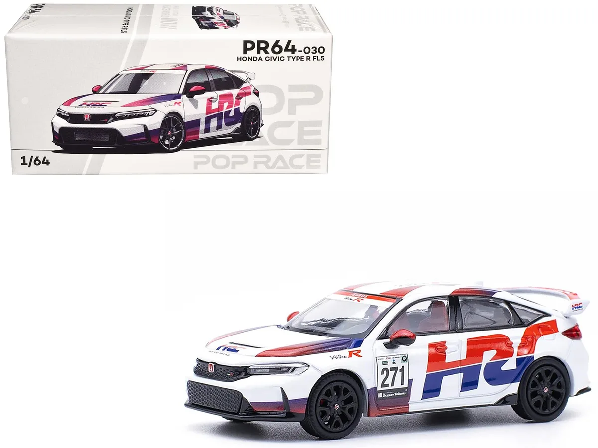 Pop Race Pop Race Honda Civic Type R FL5 HRC White 1/64 Diecast — product photo