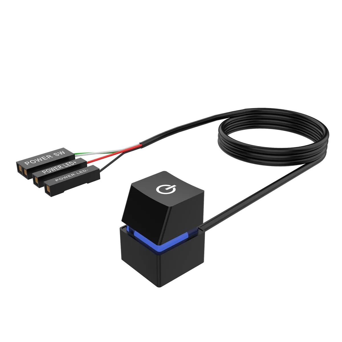 BFKK BFKK External PC Power Button Switch Cable 7 Colors Backlit 6.56ft Black — product photo