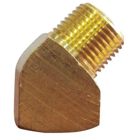 Ten brass 45-degree street elbows, quarter-inch threads, pack of ten