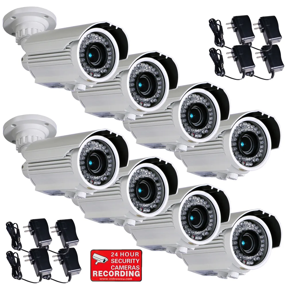 VideoSecu VideoSecu IRE96WK8 8 Pack 700TVL 4-9mm Varifocal 42 LED IP66 CCTV Camera — product photo
