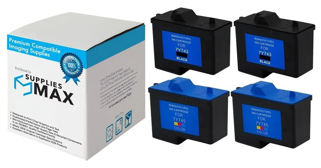 SuppliesMax SuppliesMax Remanufactured Dell 2BK2CCART Inkjet Combo Pack 2 Black 2 Color — product photo