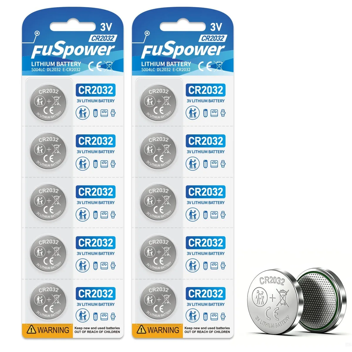 No Sew No Sew CR2032 3V Lithium Coin Cell 10 Pack 210mAh — product photo