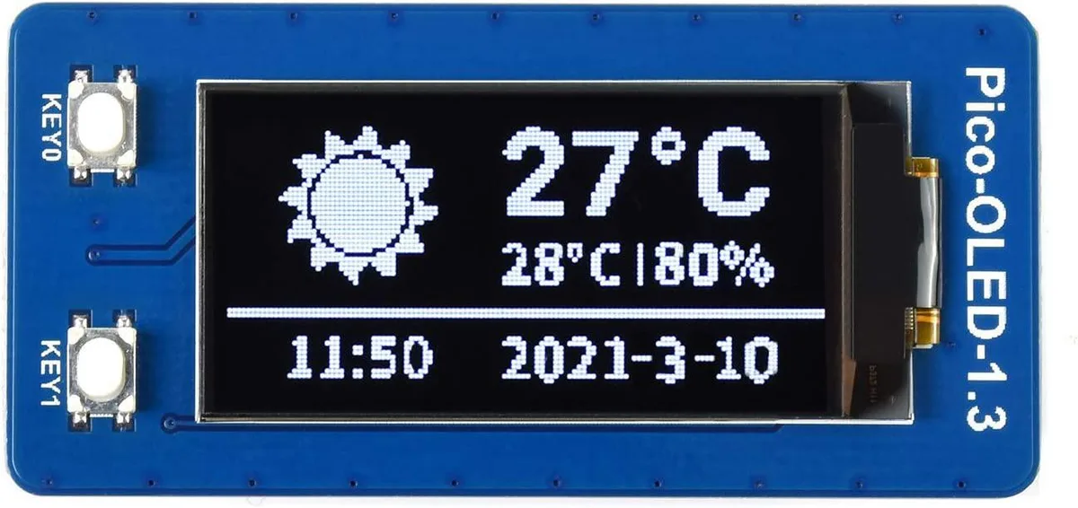 WaveShare WaveShare 1.3 inch OLED Display for Raspberry Pi Pico 64×128 SH1107 — product photo