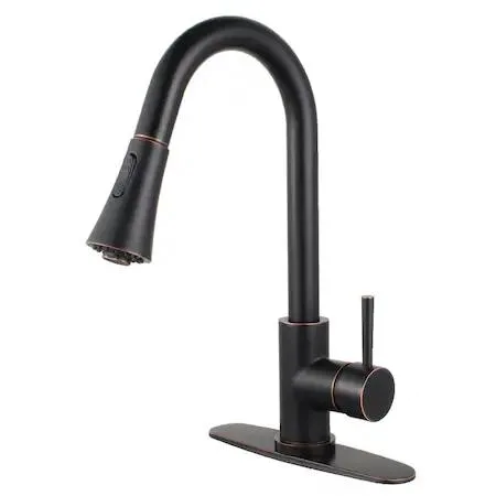 Single-handle pull-down kitchen faucet with high arched spout and cylindrical finish