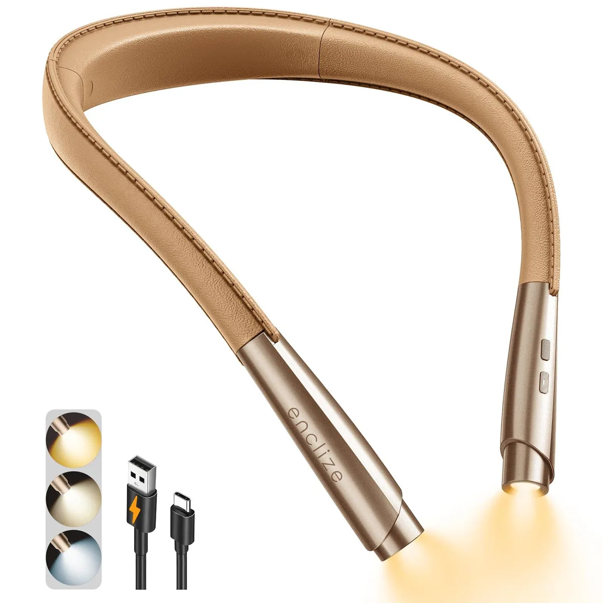 Flexible gold-rose neckband with two adjustable LED heads