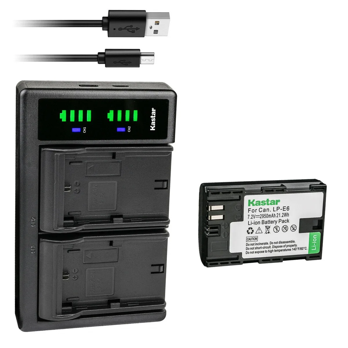 Kastar Kastar LP-E6 Battery &amp; LTD2 USB Charger 1-Pack 2950mAh 21.2Wh — product photo