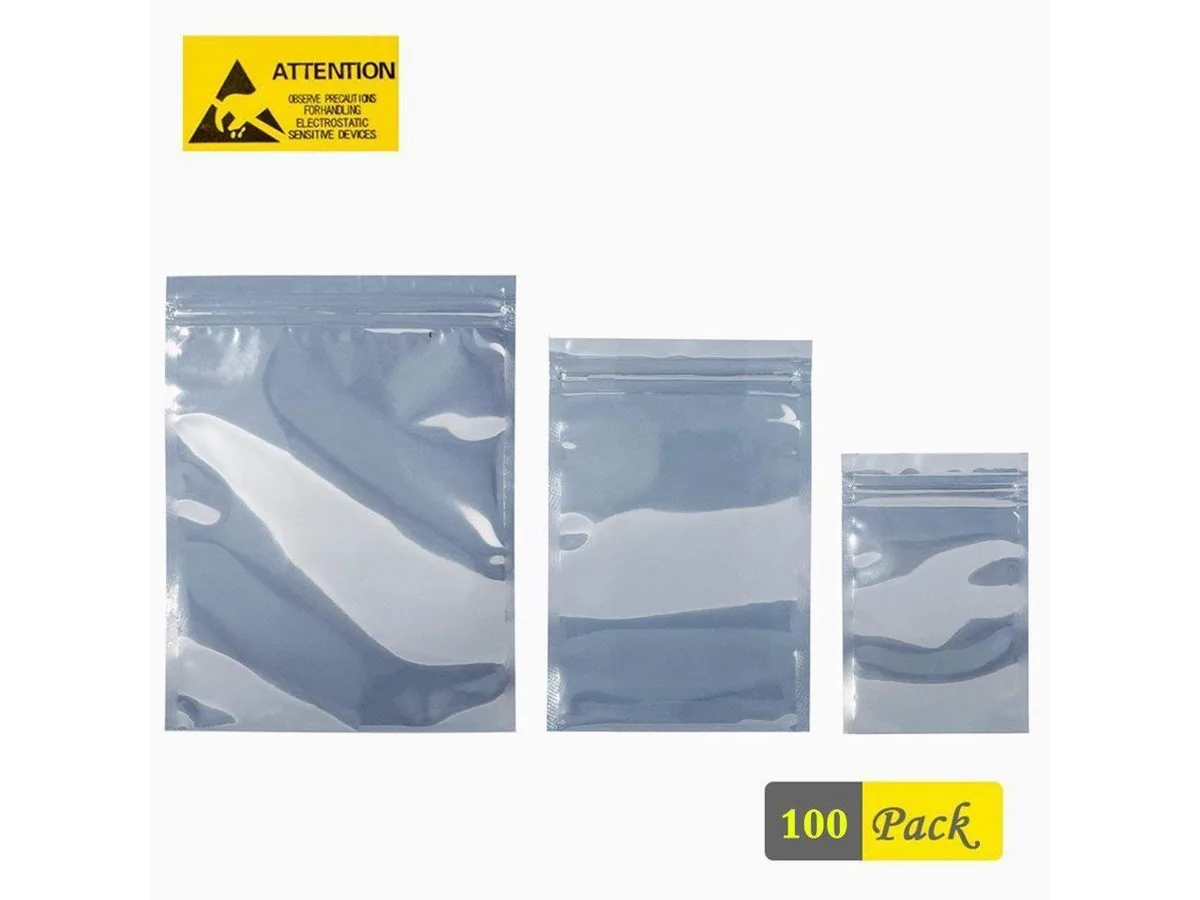 BONAEVER BONAEVER Anti-Static Resealable Bags 100pcs Assorted Sizes 1.8 2.5 3.5 inch HDD SSD — product photo