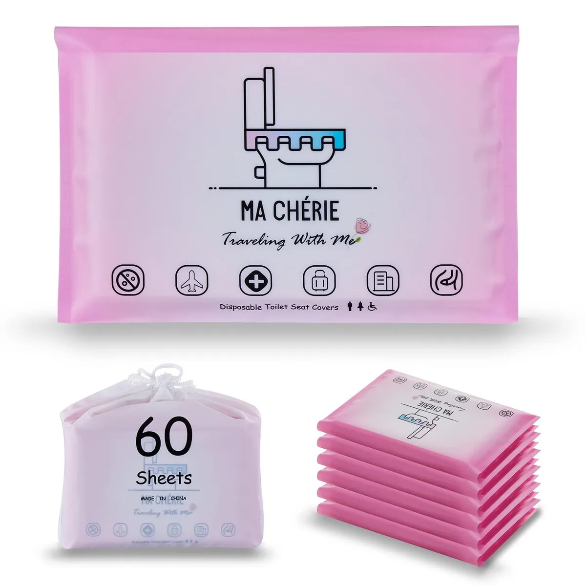 Disposable Toilet Seat Covers 60 Sheets Extra Large 18.9 x 15 Flushable — product photo