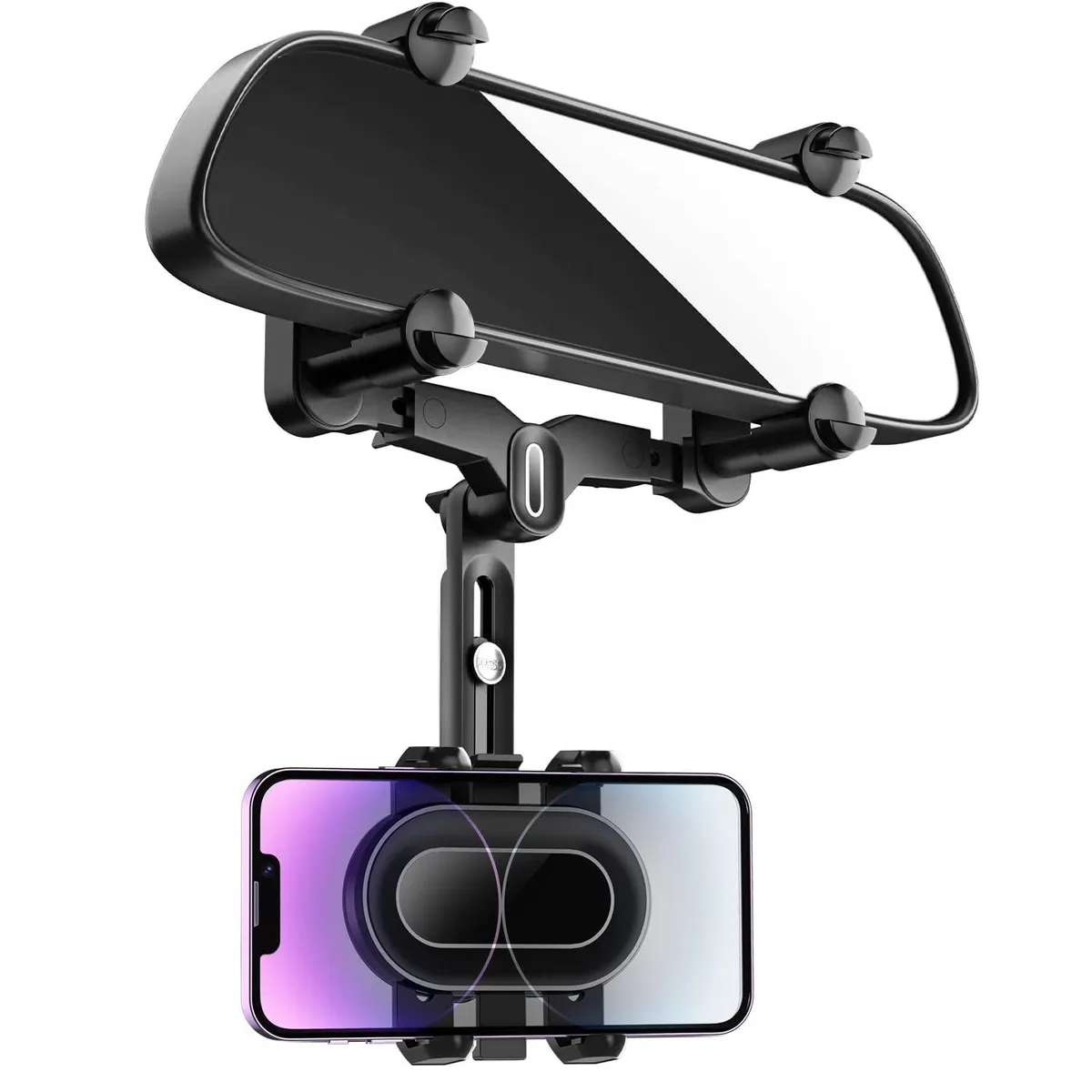 SOEWIOU SOEWIOU Rearview Mirror Phone Mount 360° Retractable Four-Claw 1.96–2.36in 3.14in Arm — product photo