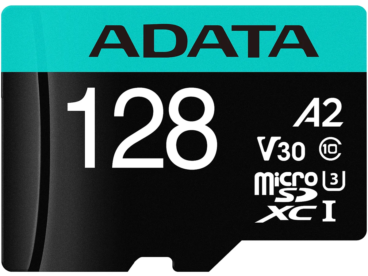 ADATA ADATA AUSDX128GUI3V30SA2-R 128GB microSDXC UHS-I U3 V30 A2 memory card — product photo