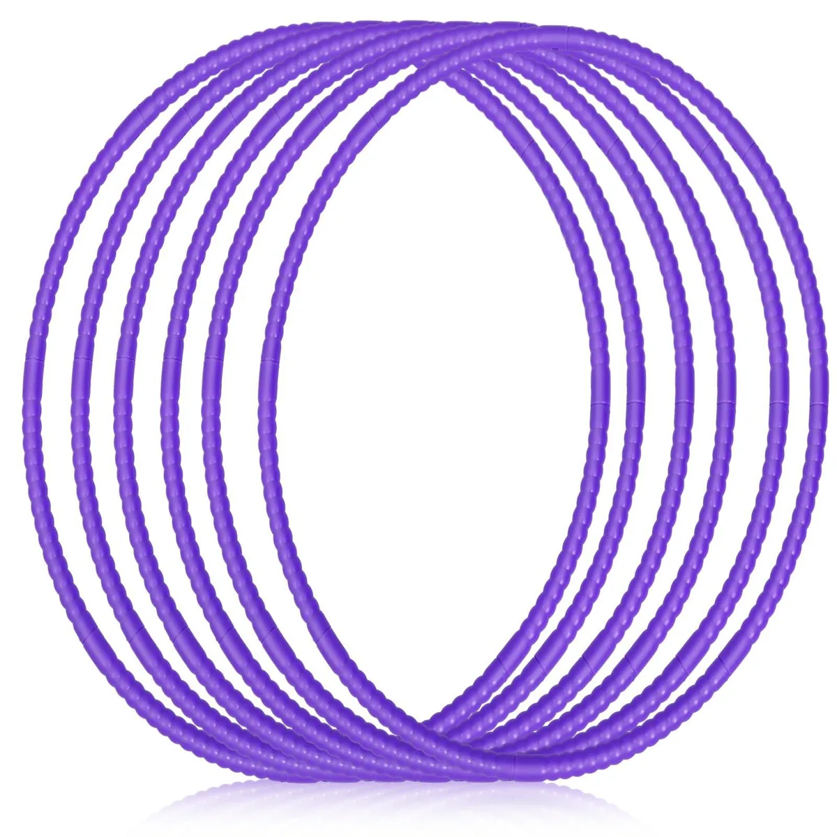 Ten purple plastic hoop sections forming a 28 inch circle