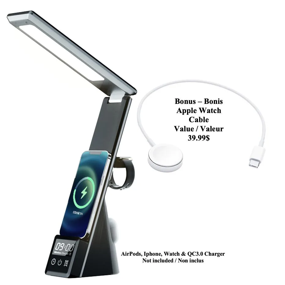 Stimula Lifestyle Stimula Lifestyle 5-in-1 Wireless Charger LED Lamp iPhone 11 12 13 Apple Watch AirPods Pro — product photo