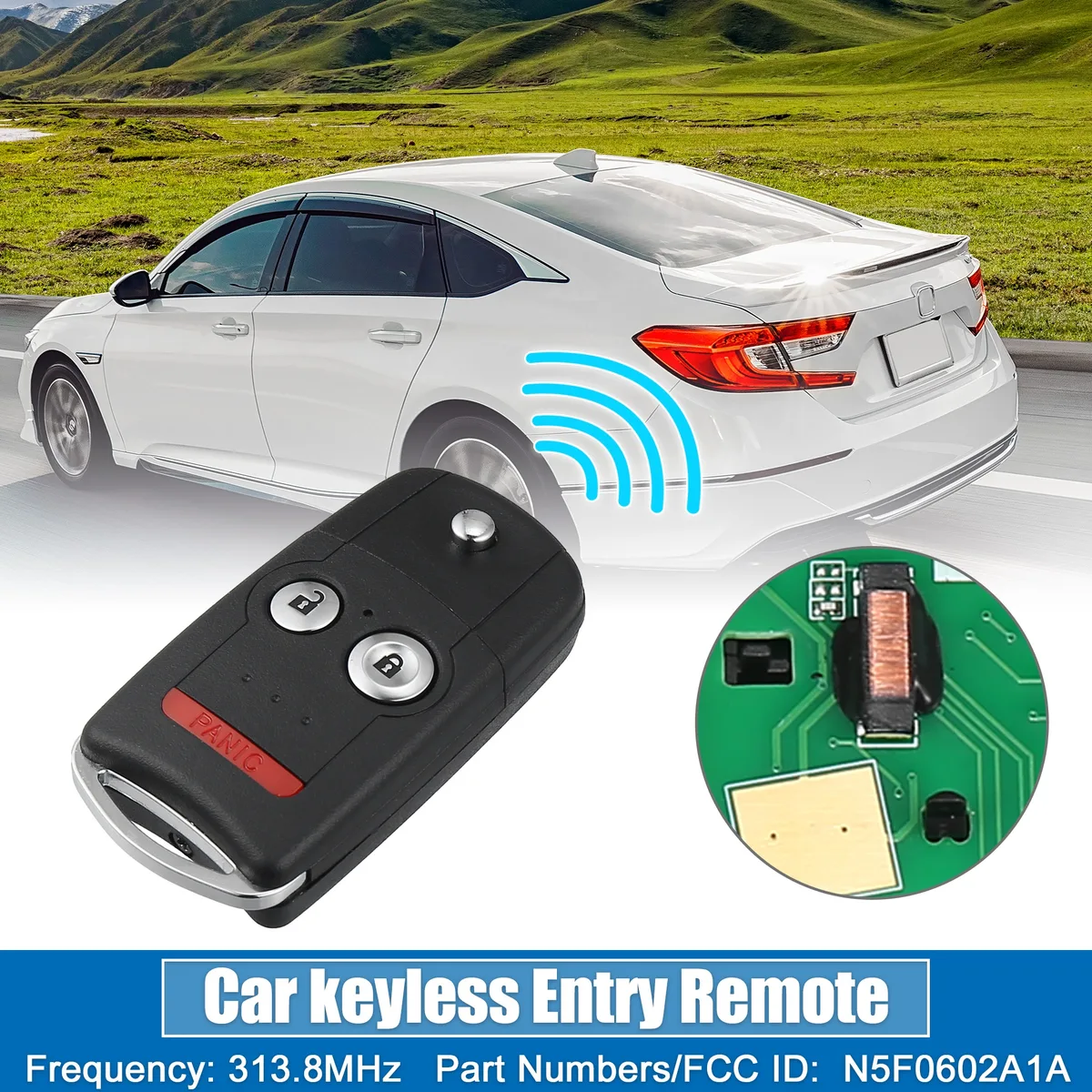 Unique-Bargains Unique-Bargains N5F0602A1A 3 Button Flip Key Fob 313.8MHz 46 Chip Acura RDX 2008-2009 — product photo