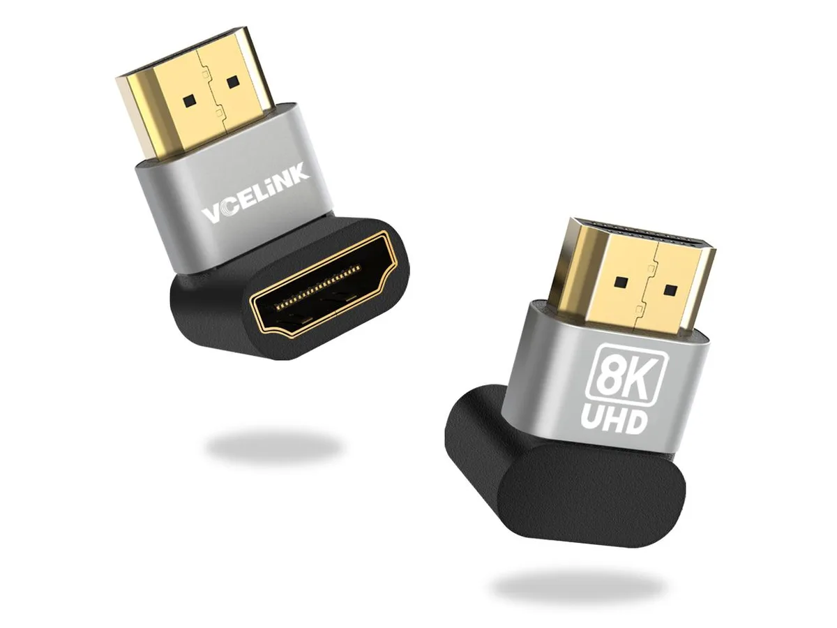 VCELINK VCELINK AD009AB HDMI 2.1 right-angle video adapter 90° and 270° 2-pack — product photo