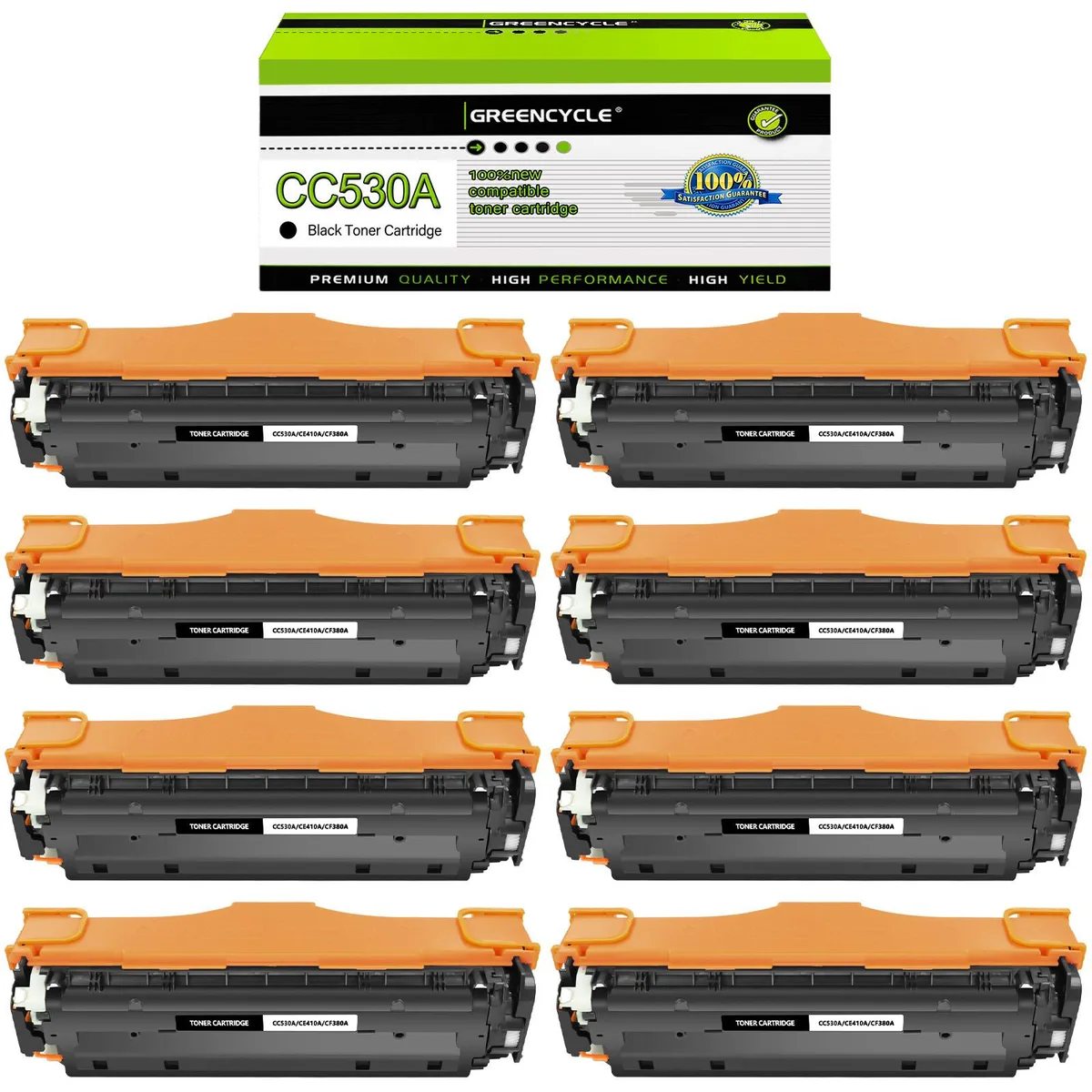 GREENCYCLE GREENCYCLE 304A CC530A Black Toner Cartridge 8 Pack — product photo