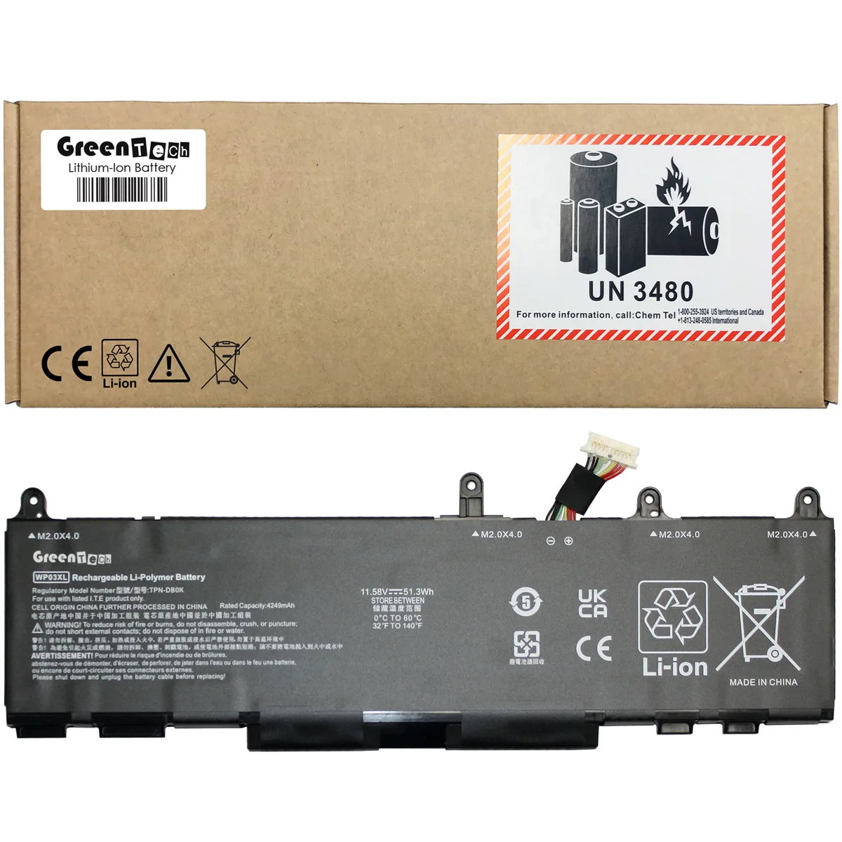 GreenTechLLC GreenTechLLC M73466-002 WP03XL 51.3WHR laptop battery — product photo